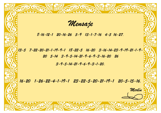 La imagen muestra un mensaje cifrado en un código numérico