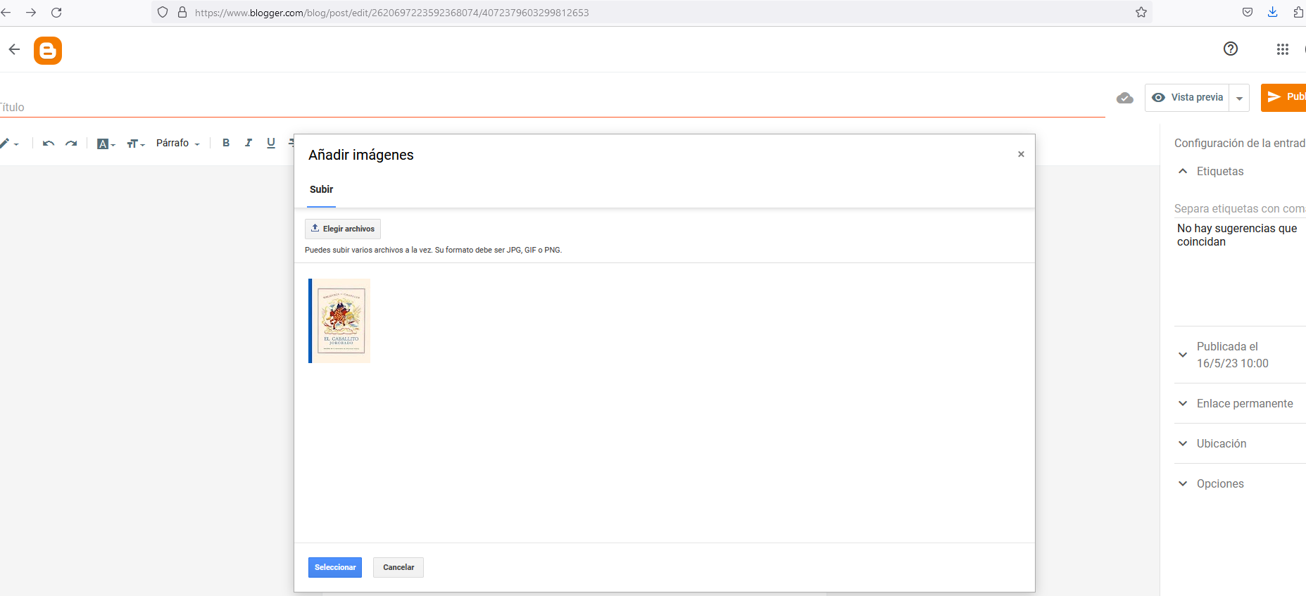 Ejemplo de cómo insertar una imagen