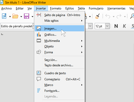 Ventana para insertar una imagen