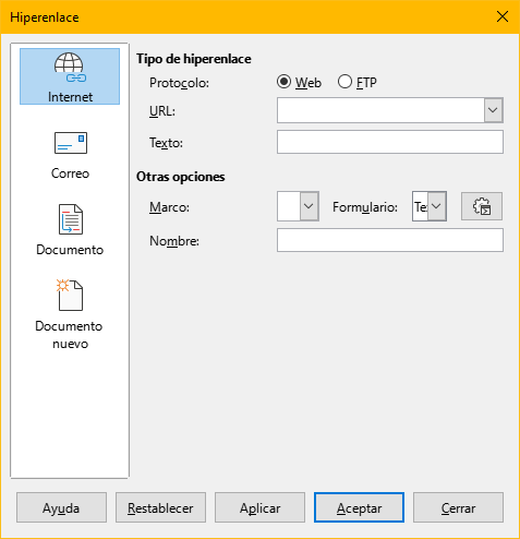 ventana de insertar enlace