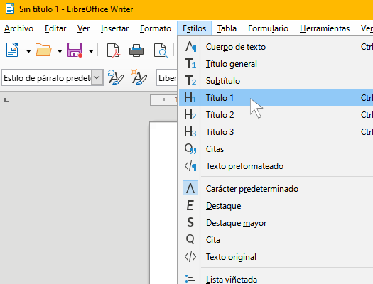 Ventana de insertar títulos